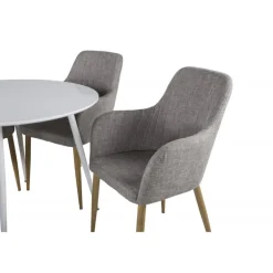 Plaza Rundt Spisebordssæt - Lysegrå, Natur og Hvid