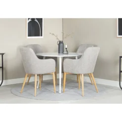 Plaza Rundt Spisebordssæt - Lysegrå, Natur og Hvid