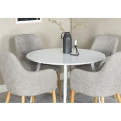 Plaza Rundt Spisebordssæt - Lysegrå, Natur og Hvid