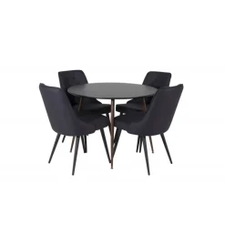 Plaza Rundt Spisebordssæt - Sort og Natur