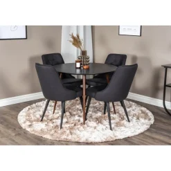 Plaza Rundt Spisebordssæt - Sort og Natur