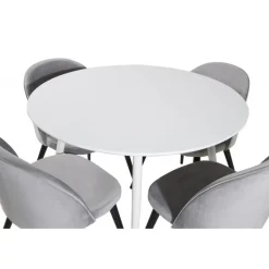 Plaza Rundt Spisebordssæt - Sort, Lysegrå og Hvid