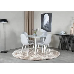 Plaza Rundt Spisebordssæt - Grå og Hvid