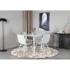 Plaza Rundt Spisebordssæt - Natur og Hvid