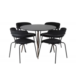 Plaza Rundt Spisebordssæt - Sort og Natur