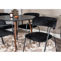 Plaza Rundt Spisebordssæt - Sort og Natur