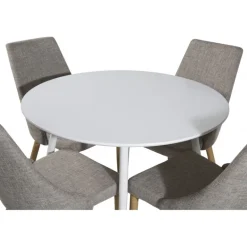 Plaza Rundt Spisebordssæt - Lysegrå, Natur og Hvid