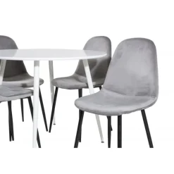 Plaza Rundt Spisebordssæt - Sort, Lysegrå og Hvid