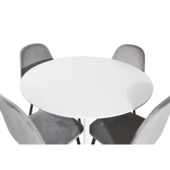Plaza Rundt Spisebordssæt - Sort, Lysegrå og Hvid