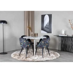 Plaza Rundt Spisebordssæt - Sort og Hvid