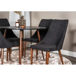 Plaza Rundt Spisebordssæt - Sort og Natur