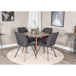 Plaza Rundt Spisebordssæt - Sort og Natur