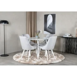 Plaza Rundt Spisebordssæt - Grå og Hvid