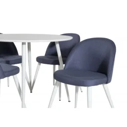 Plaza Rundt Spisebordssæt - Blå og Hvid