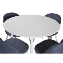 Plaza Rundt Spisebordssæt - Blå og Hvid