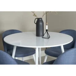 Plaza Rundt Spisebordssæt - Blå og Hvid