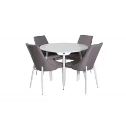 Plaza Rundt Spisebordssæt - Grå og Hvid