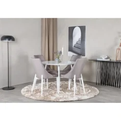 Plaza Rundt Spisebordssæt - Grå og Hvid