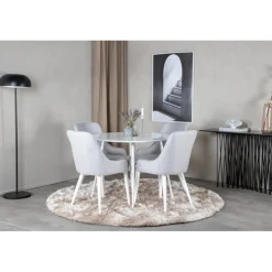 Plaza Rundt Spisebordssæt - Grå og Hvid