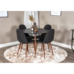 Plaza Rundt Spisebordssæt - Sort og Natur