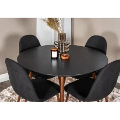 Plaza Rundt Spisebordssæt - Sort og Natur