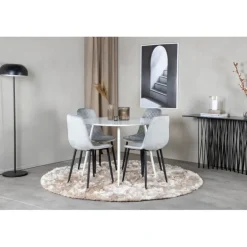 Plaza Rundt Spisebordssæt - Sort Grå og Hvid