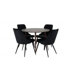 Plaza Rundt Spisebordssæt - Sort og Natur