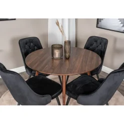 Plaza Rundt Spisebordssæt - Sort og Natur