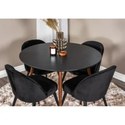 Plaza Rundt Spisebordssæt - Sort og Natur