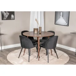 Plaza Rundt Spisebordssæt - Sort og Natur