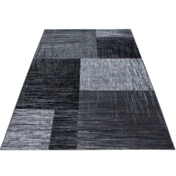 Plus Kortluvet tæppe Abstrakt Ternet - Sort