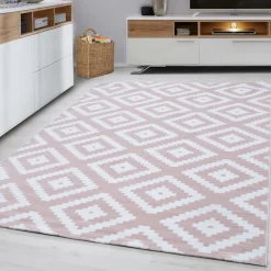 Plus Kortluvet tæppe Geometrisk - Pink