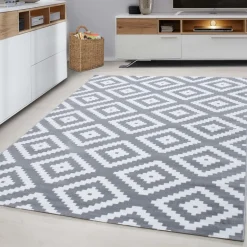 Plus Kortluvet tæppe Geometrisk - Grå