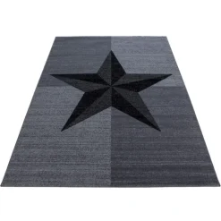 Plus Kortluvet tæppe Stjerne - Grå