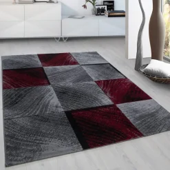 Plus Kortluvet tæppe Ternet - Rød