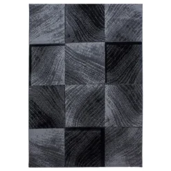 Plus Kortluvet tæppe Ternet - Sort