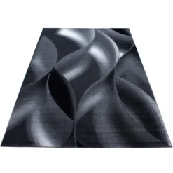 Plus Kortluvet Tæppeløber Abstrakt Bølge - Sort