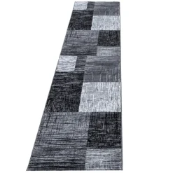 Plus Kortluvet Tæppeløber Abstrakt Ternet - Sort