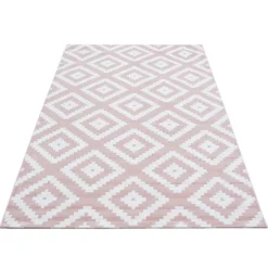 Plus Kortluvet Tæppeløber Geometrisk - Pink