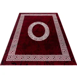 Plus Kortluvet Tæppeløber Meander - Rød