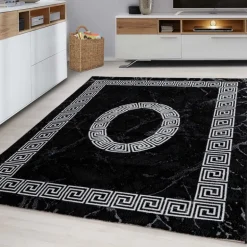 Plus Kortluvet Tæppeløber Meander - Sort