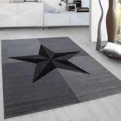 Plus Kortluvet Tæppeløber Stjerne - Grå
