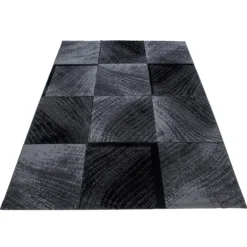 Plus Kortluvet Tæppeløber Ternet - Sort