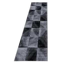 Plus Kortluvet Tæppeløber Ternet - Sort