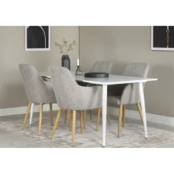 Polar Rundt Spisebordssæt - Lysegrå, Natur og Hvid