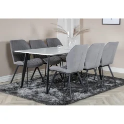 Polar Spisebord 180x90 cm - Hvid med sorte ben