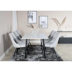 Polar Spisebord 180x90 cm - Hvid med sorte ben