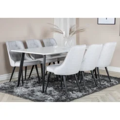 Polar Spisebord 180x90 cm - Hvid med sorte ben