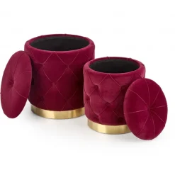 POLLY sæt af to skamler, - mørkerød