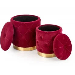 POLLY sæt af to skamler, - mørkerød